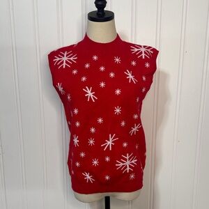 Amarmia Woman’s Red Snowflake Pullover Vest size M